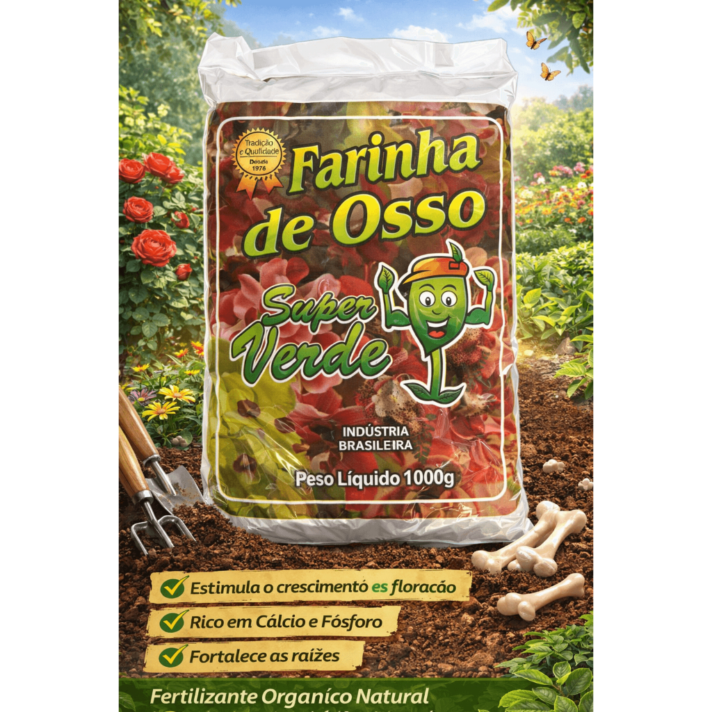 Farinha de Osso 1kg Adubo Orgânico Natural Rico em Cálcio e Fósforo
