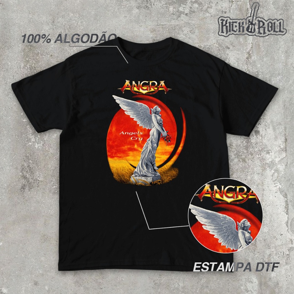 Camiseta Banda de Rock "Angra - Angels Cry" T-Shirt Unissex Estilo Metal em Algodão Premium — imagem 2 de 2