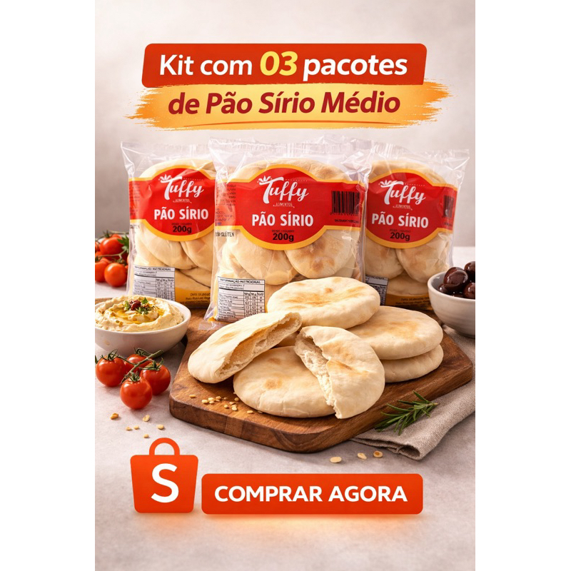 Pão Árabe - Pão Sírio - Pão para Beirute - Pão Pita/ 18 un 600g