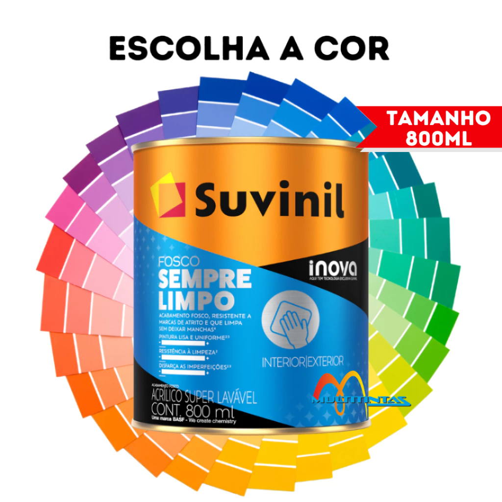 Tinta Parede Super Lavável Fosco 800ml Sempre Limpo Suvinil Escolha A Cor