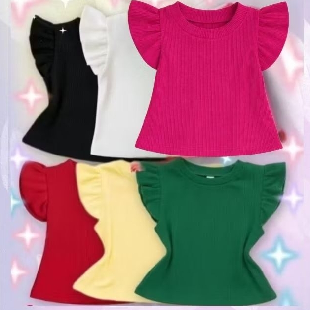 ✨️blusinha cropet infantil minina. com babado nas mangas .confeccionado em ribana canelada  2 ao 10 anos.🌸