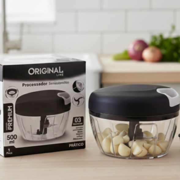 Processador de Alimentos 3 Lâminas 500ml Manual triturador de alho em Oferta na Shopee