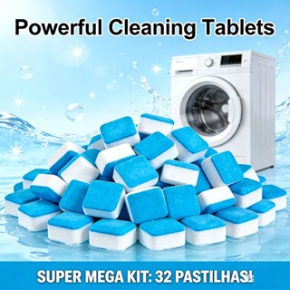 Kit 32 Pastilhas Limpeza Profunda Máquina De Lavar Tira Odor Higienizador Efervescente em Oferta na Shopee