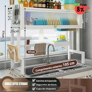 Escorredor de Louças Kitchen Rack Organizador Escorredor de louças metálico Porta Acrílica
