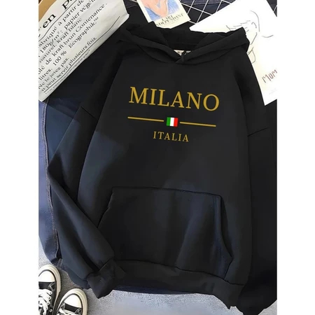 Moletom Canguru Unissex Milano Italia Agasalho Casaco Blusa De Frio Blusão Capote Flanelado