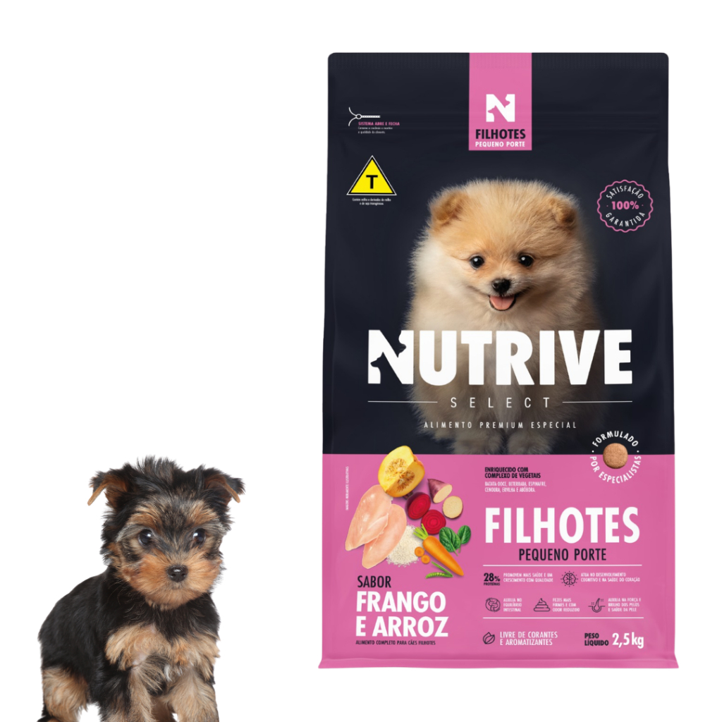 Ração Nutrive Select 2,5kg Alimento Premium Sabor Frango e Arroz Especial Para Cães Filhotes Pequeno Porte