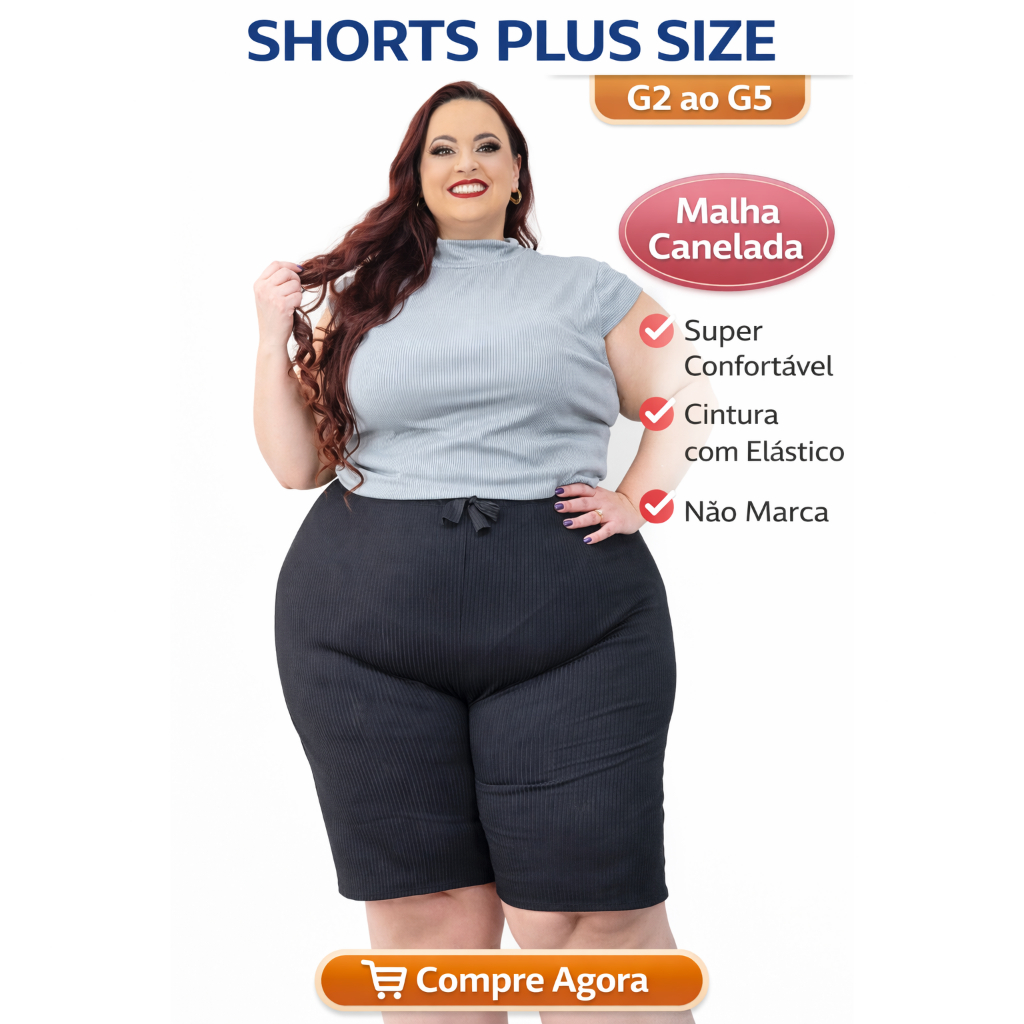 Kit 3 Bermudas Canelado Plus Size em Oferta na Shopee