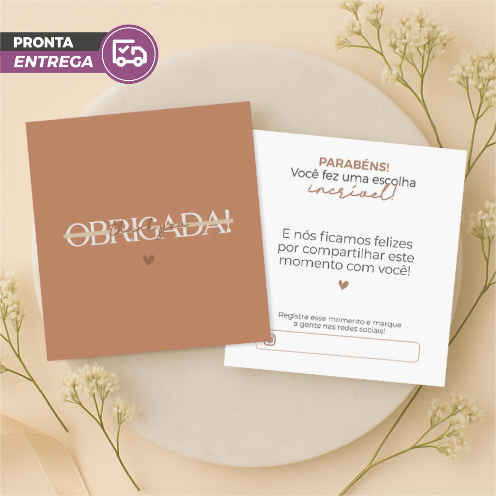 Cartão de Agradecimento ao Cliente Nude 8x9cm 25 100 Unidades