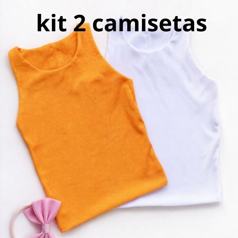 camisetas lisas infantil meninas combo com 2 ou 3 peças