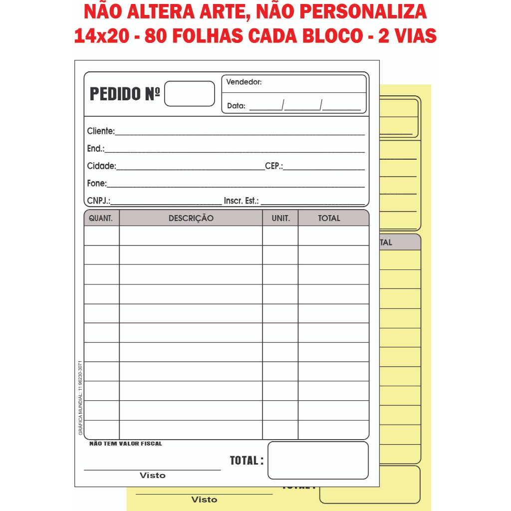 Pedido 14x20 Carbonado 2 vias, 80 folhas cada bloco "Leia a Descrição" Papelaria Anotações em Oferta na Shopee