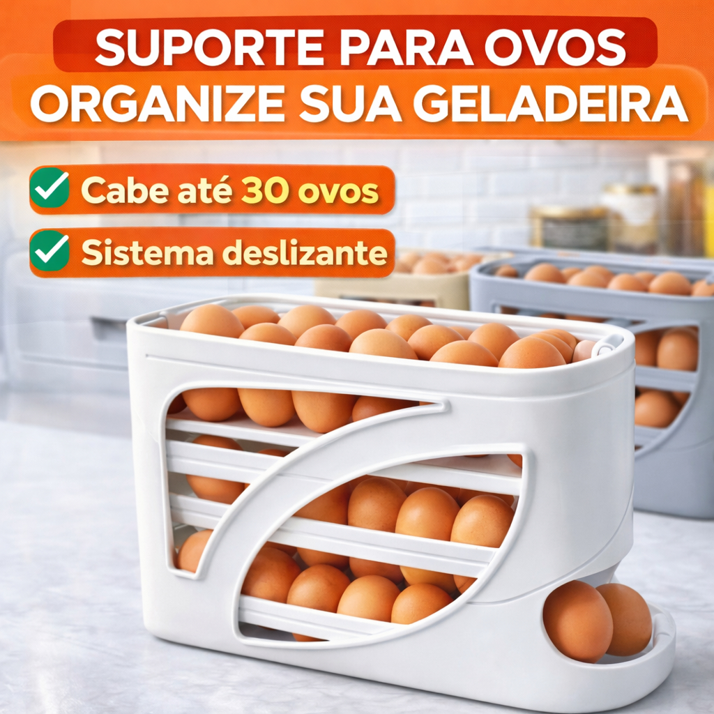 Imagem Porta Ovos Deslizante Organizador Para Geladeira De 4 Camadas Automática Rolantes