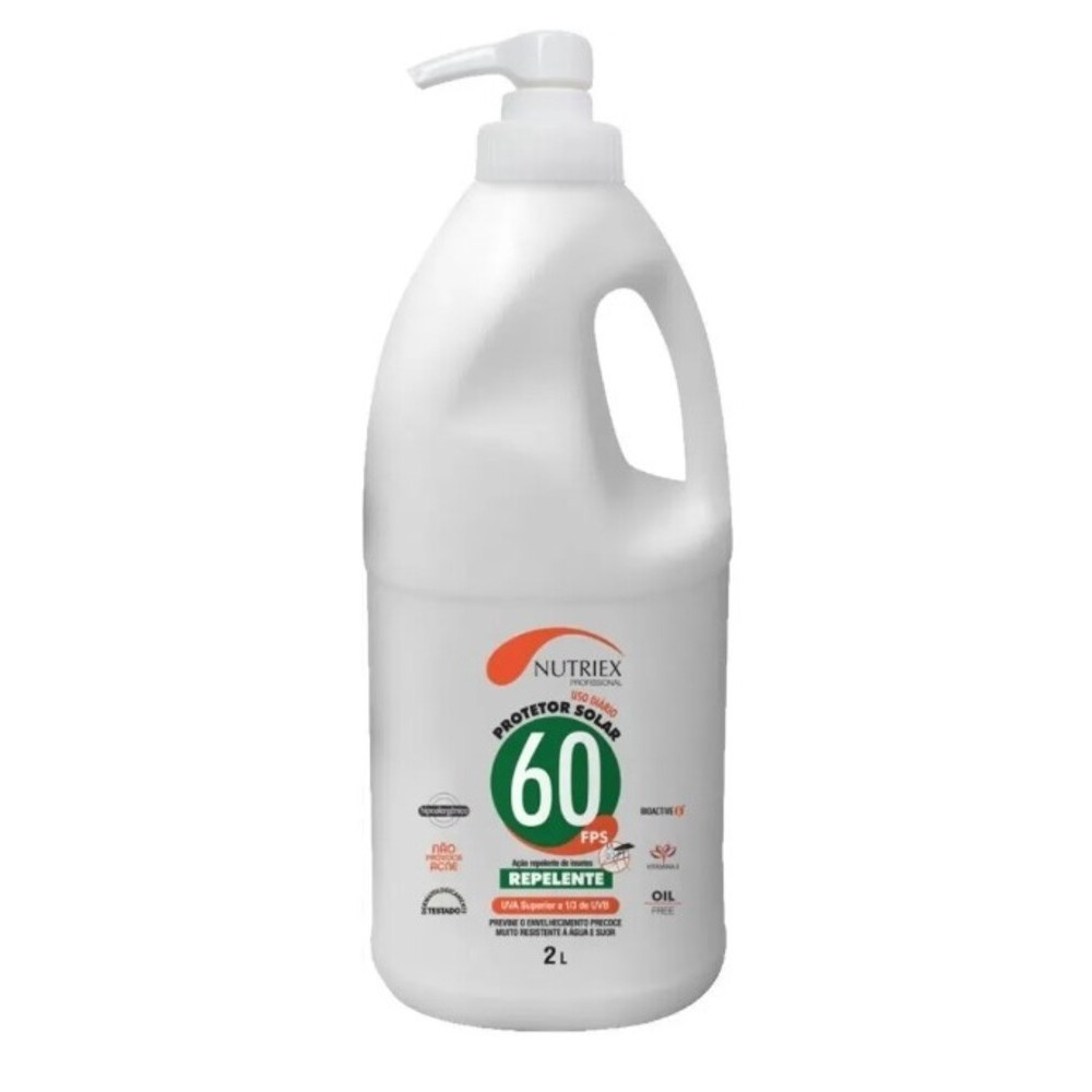 PROTETOR SOLAR FPS 60 1/3 UVA COM REPELENTE PROFISSIONAL 2L PROTEÇÃO E SEGURANÇA PARA PELE CORPORAL 62844 - NUTRIEX