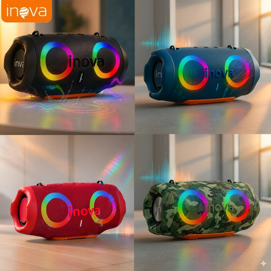 INOVA ORIGINAL-Caixa de Som Bluetooth 10W/20W com LED Colorido Portátil Compatível com TF e USB em Oferta na Shopee