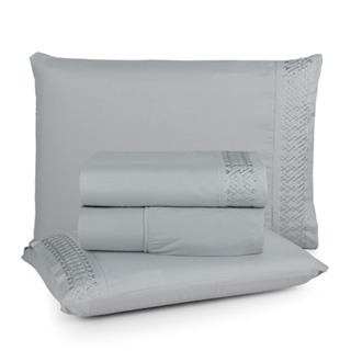 Jogo De Cama Lençol 04 Peças King Bordado Serena - 200 Fios Toque Macio em Oferta na Shopee