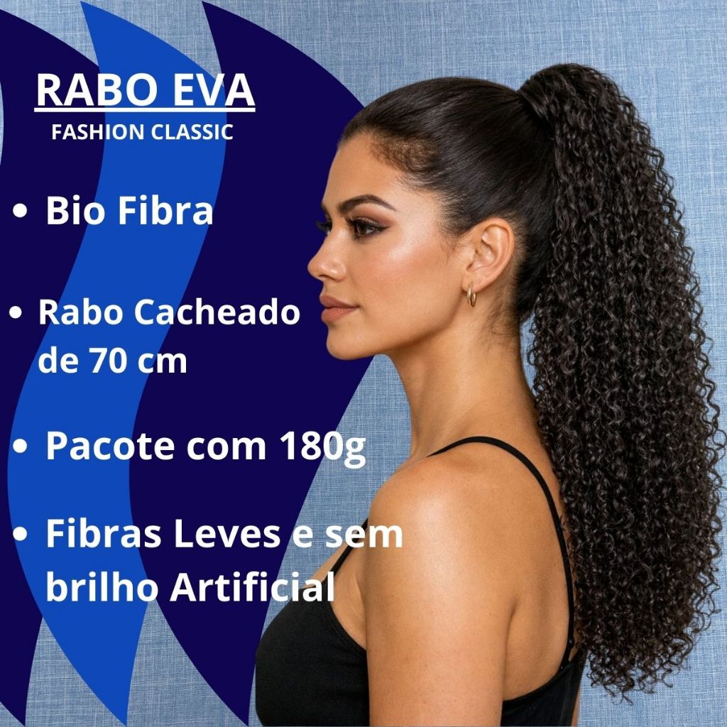 Aplique Rabo de Cavalo EVA 70cm - FASHION CLASSIC - Cabelo Cacheado Bio Fibra. em Oferta na Shopee