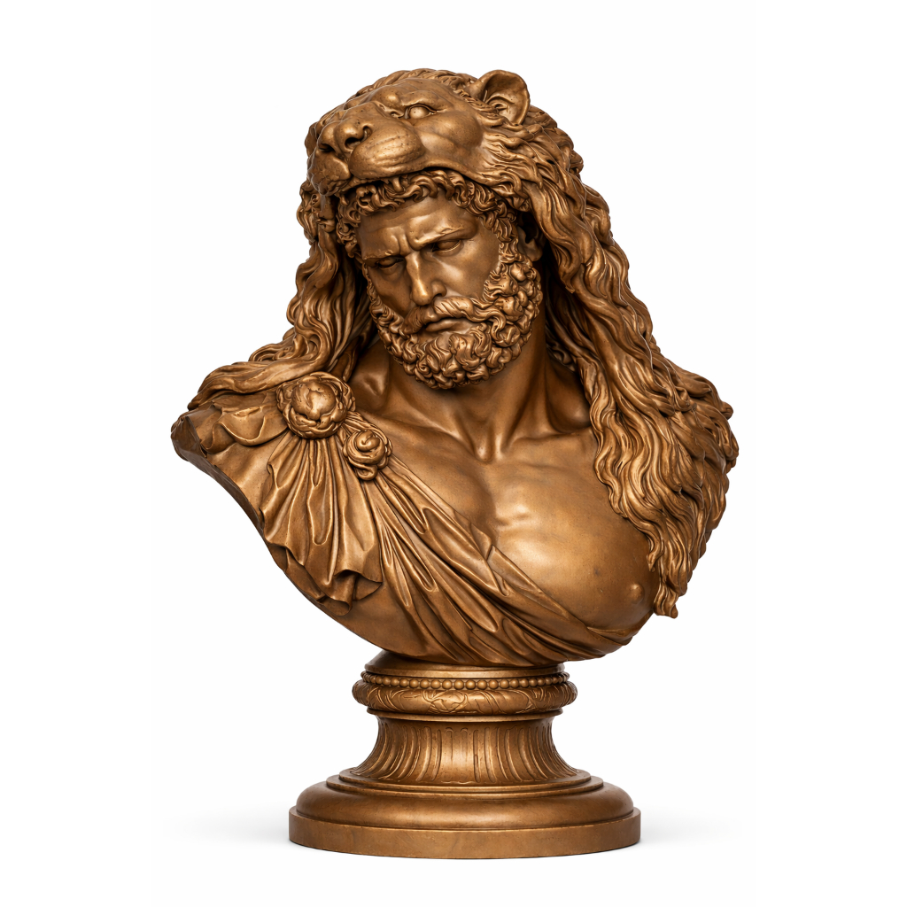 Busto Hércules 13cm Estátua Mitologia Grega Decorativa Estilo Bronze
