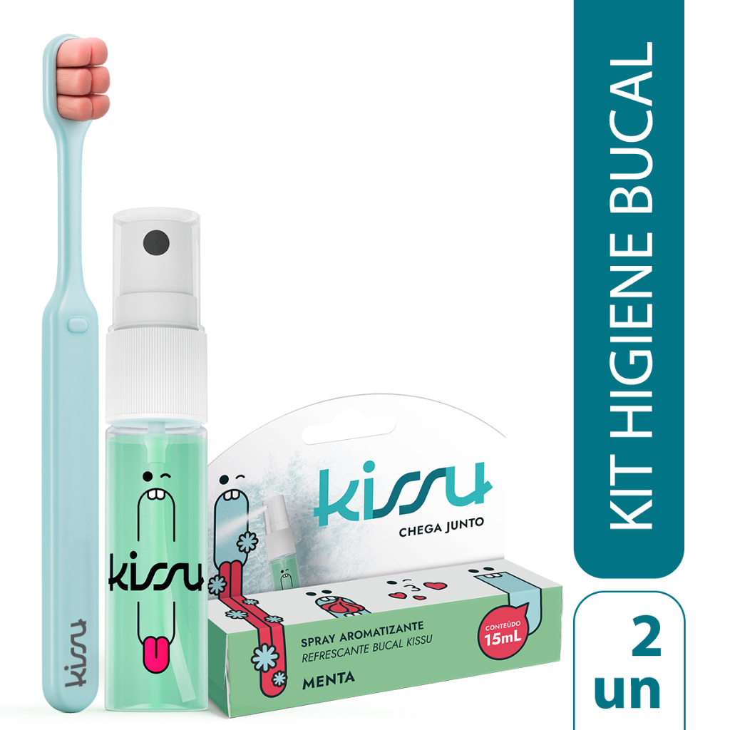 Kissu Kit Escova de Dente com Spray Bucal de Menta 15ml