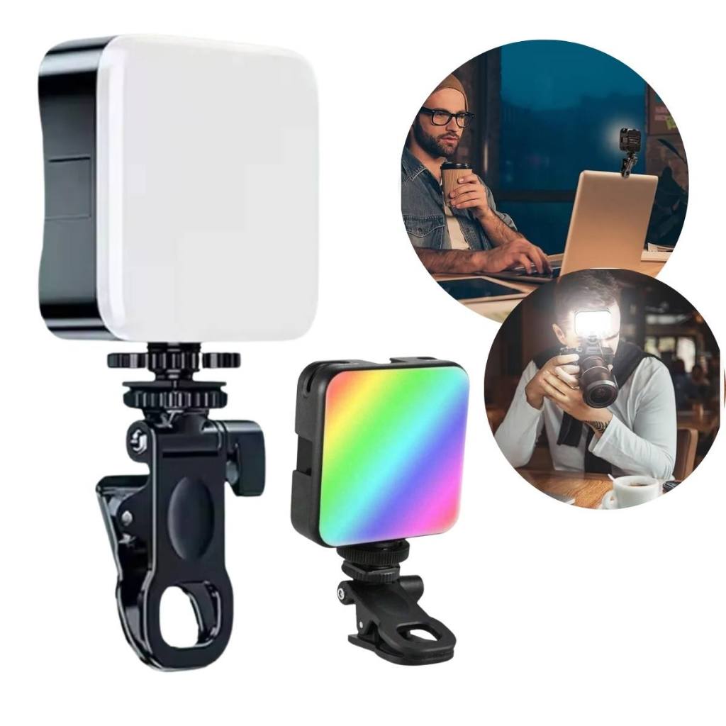 Luz LED para Celular e Câmera Mini Ring Light RGB Recarregável para TikTok