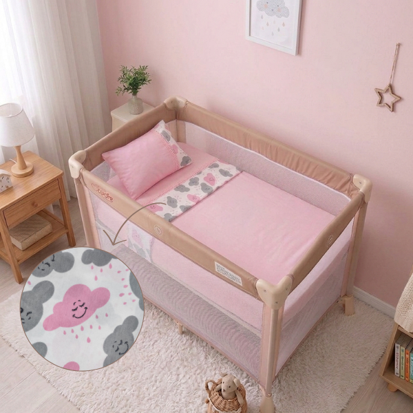 Jogo de Lençol 3 peças para Chiqueirinho ou Cercadinho de Bebê Percal 400 Fios