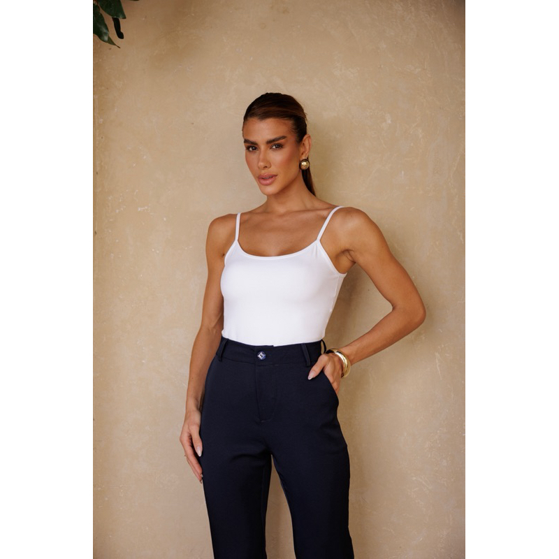 Calça Cintura Mais Alta Cigarrete Faniele Oxford Skiny Com Bolso K2B Original