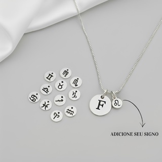 Colar com Inicial e Signo Medalha Personalizada a Laser Letra banhado a  Prata 925 em Oferta na Shopee
