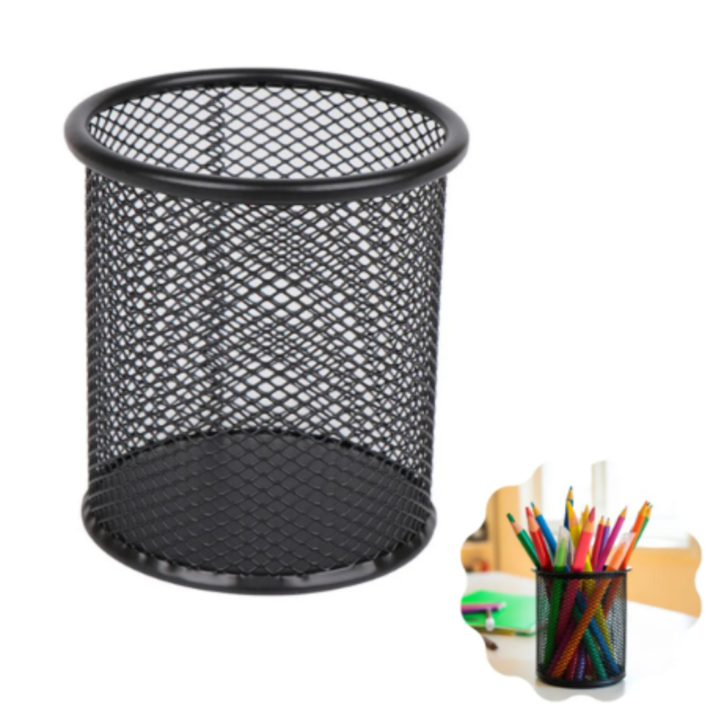 Porta canetas organizador de mesa escritorio de metal