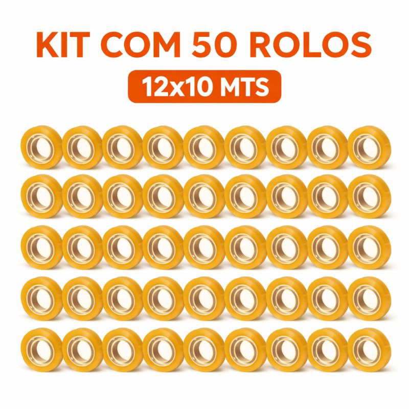 Kit 50 Rolos Fita Adesiva Transparente 12mm x 10m Tipo Durex – Atacado Escritório Escola