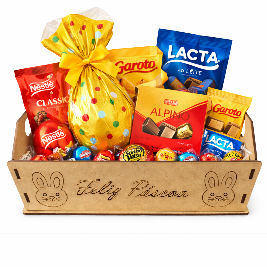 Kit 2 Cesta De Páscoa Bandeja Para Ovo de Páscoa Coelho Enfeite Decorativo Lembrancinha Chocolate