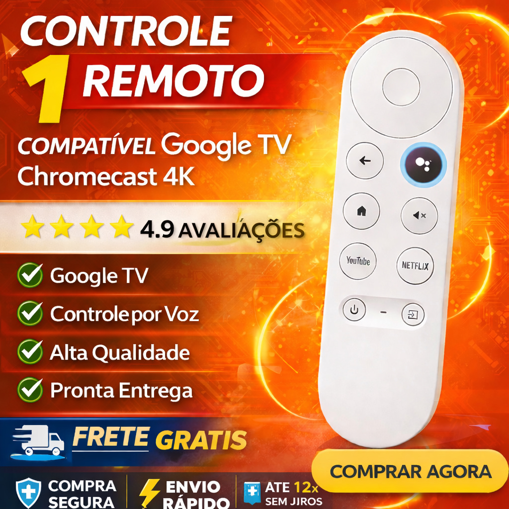 Controle Remoto Comando De Voz Para chromecast Google TV 4k
