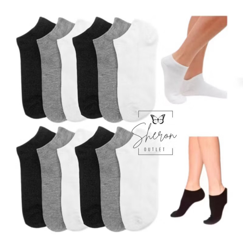 Kit Meia Soquete Unissex 3 6 9 12 Pares Meia Invisível Respirável Confortável Masculina Feminina Academia Dia a Dia em Oferta na Shopee