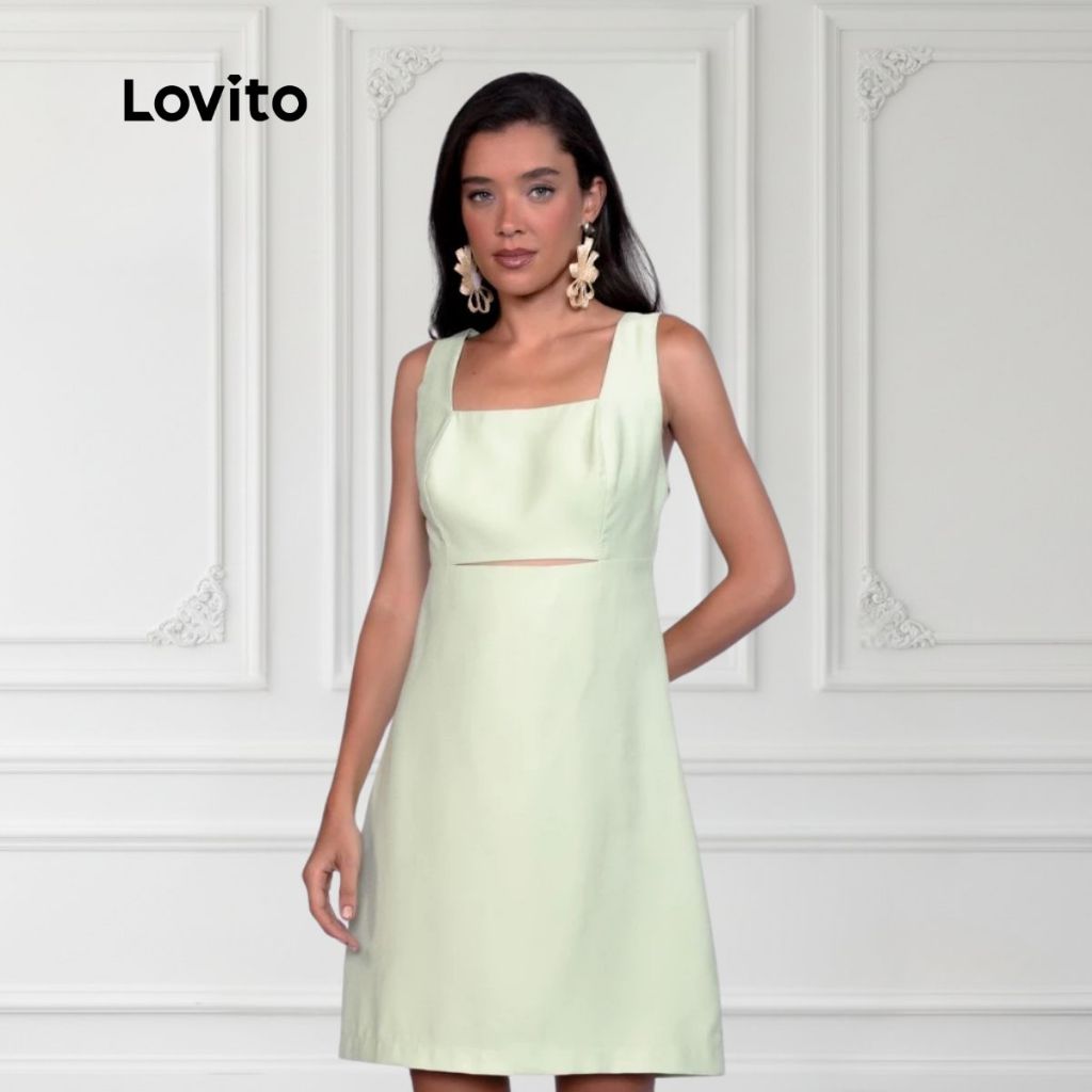 Vestido Curto Elegante Viscose com Decote Reto DRB1370BRL1400 em Oferta na Shopee