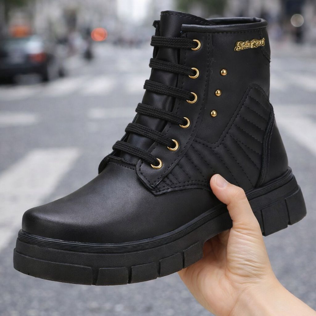 Bota Coturno Cano Baixo Menina Tratorada Blogueira Confortável Stilo Rosê-2550