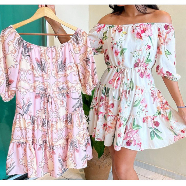 Vestido curto| Vestido Ombro a Ombro | Vestido Casual | Vestido Verão| Vestido estampado e elegante