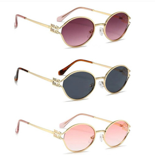 Óculos de Sol Feminino Oval Design Elegante Proteção UV400 Estilo Y2K Blogueira Luxo Ouro em Oferta na Shopee