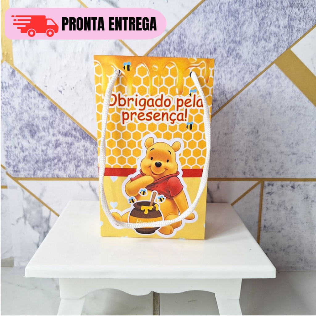 ENVIO RAPIDO Kit 10 a 30 Sacolinhas Surpresa Personalizada Ursinho Pooh Puff Lembrancinhas Festa Infantil Aniversário