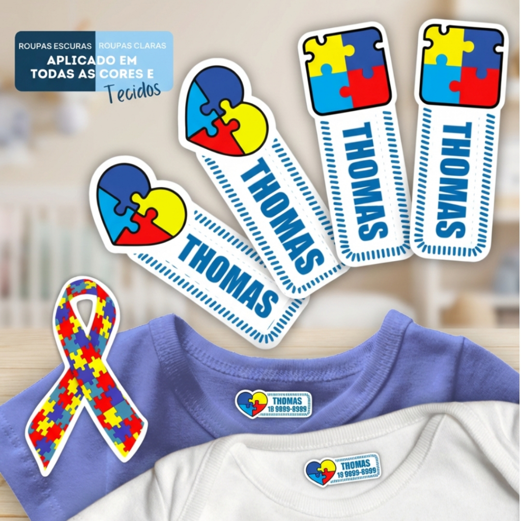 Etiqueta Termocolante Símbolo Autismo para Roupas I Autismo I Imperceptível ao Toque, 36pçs em Oferta na Shopee