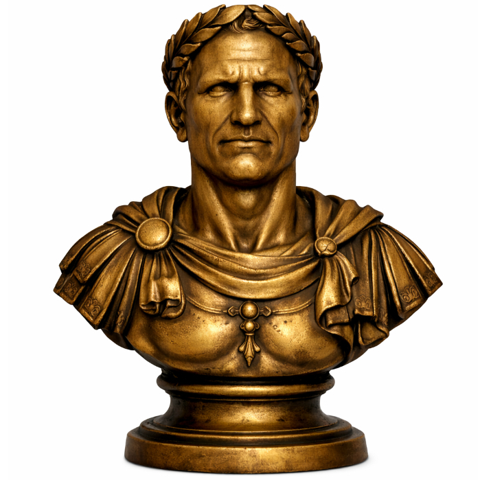 Busto Júlio César 13cm Escultura Romana Decorativa Estilo Bronze Estátua Roma Antiga