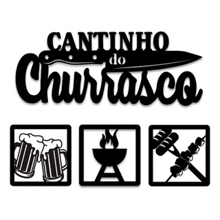 kit quadros vazados mdf cantinho do churrasco para decoração em Oferta na Shopee