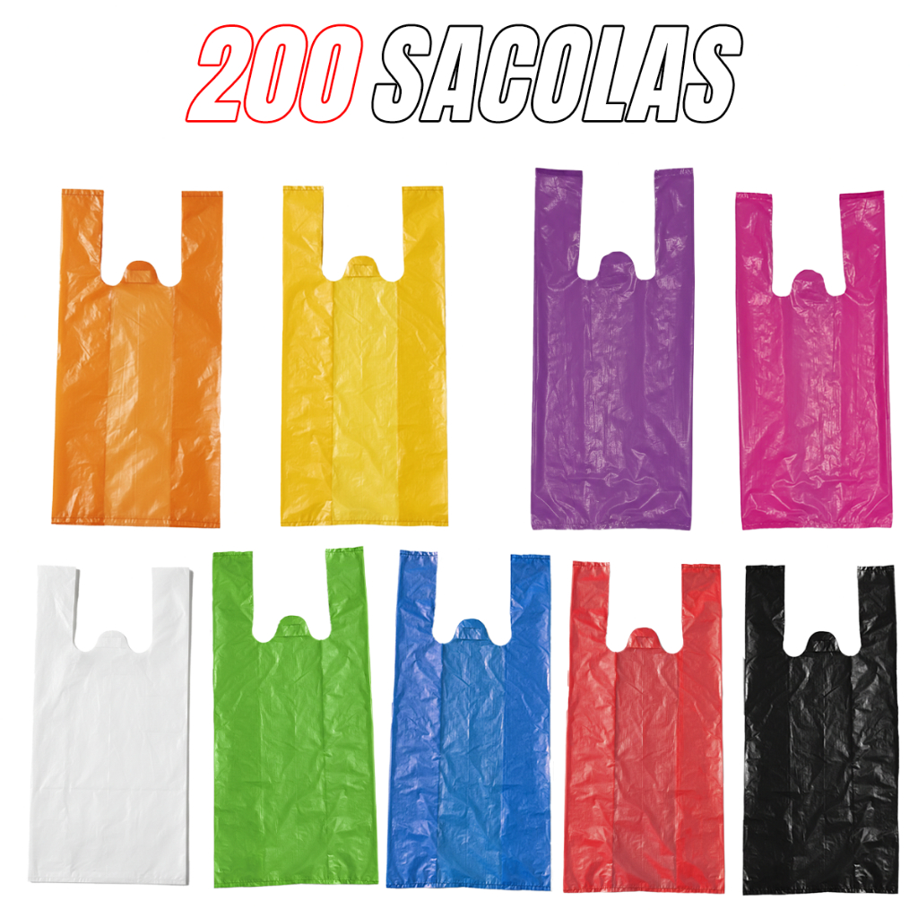 200 Sacolas Plásticas Reforçadas 30x40 / 38x50 / 50x60 - Sacolinhas para Lojas e Mercados