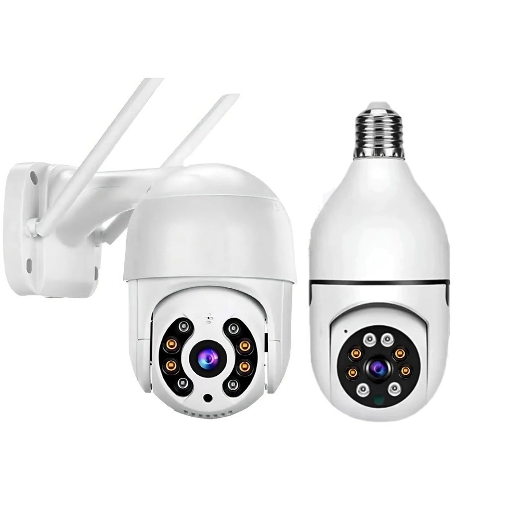 Kit 2 cameras de segurança Wifi Yoosee ou Icsee Externa a prova d´agua + interna encaixe lampada E27 em Oferta na Shopee