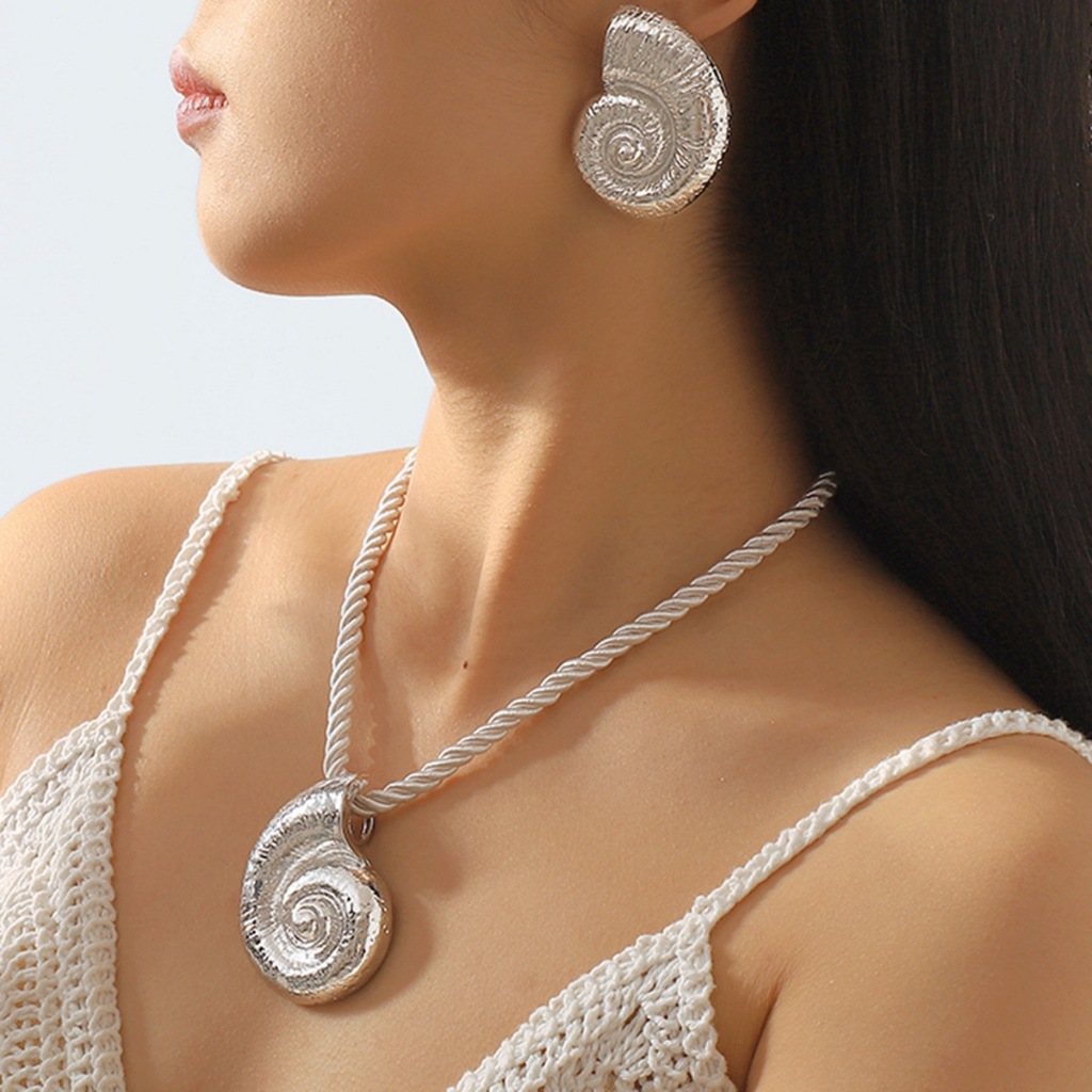 Conjunto Colar e Brincos Concha Feminino Dourado/Prata Moda Praia Verão Boho Acessórios Femininos em Oferta na Shopee