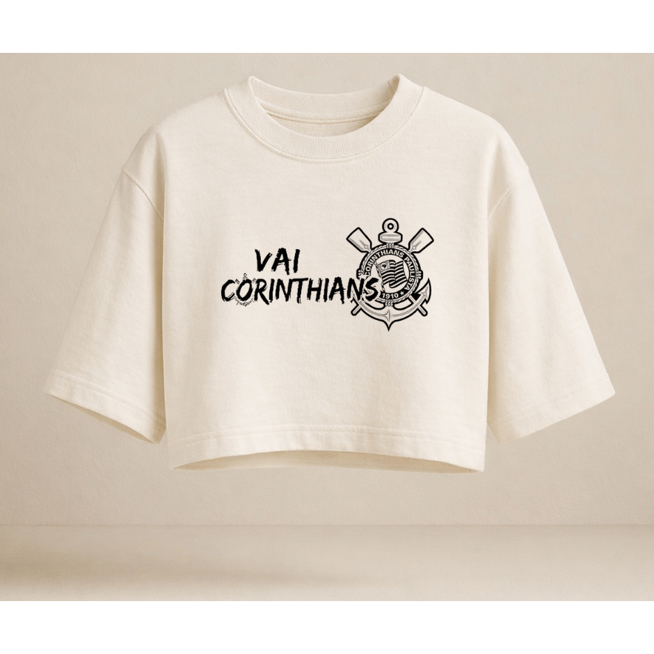 Cropped Oversized Camisa Times Variadas Torcida Feminina Algodão Premium