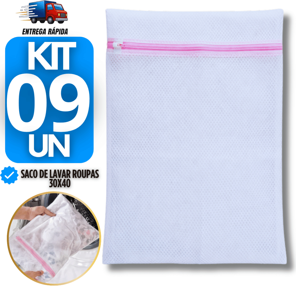 Kit Saco Para Lavar Organizar Roupa Delicada Máquina Com Zíper Branco Protege Tecido Utilidades