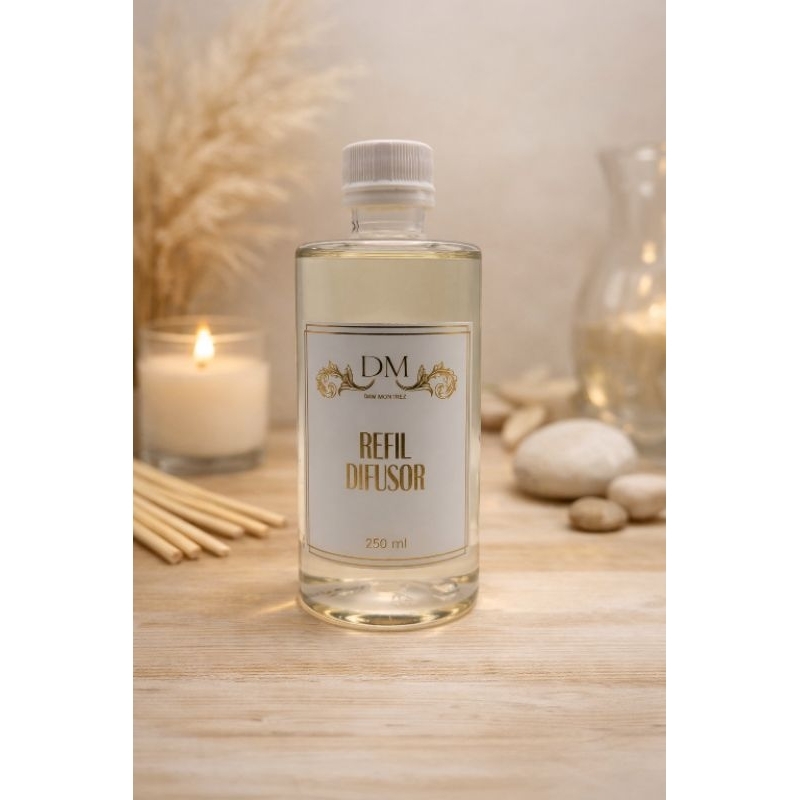 Refil Difusor Aromatizador de Varetas para Ambientes frasco pet 250ml Fragrâncias Dani Montrez
