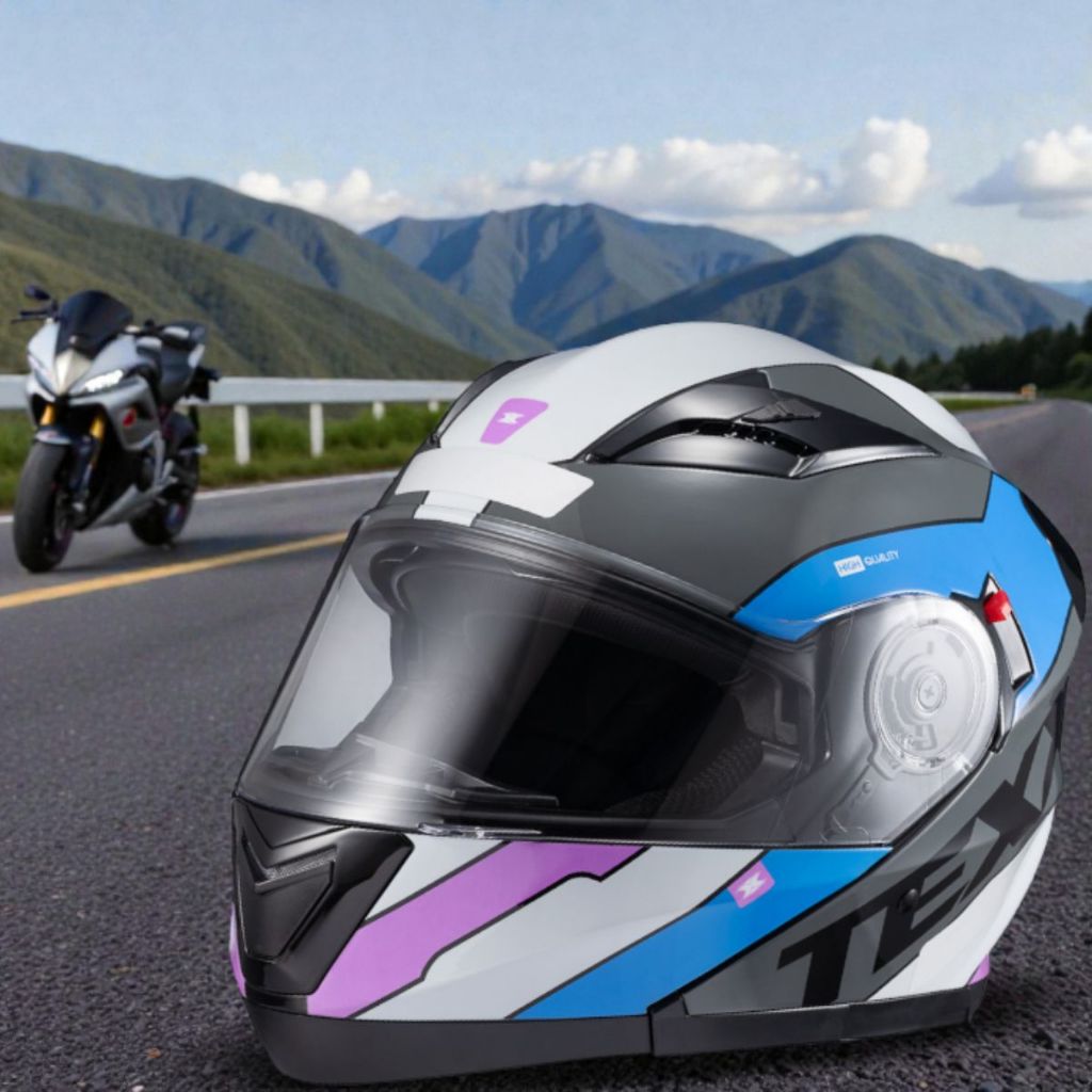 Capacete Moto Feminino Articulado Rosa Com Viseira e Oculos Solar Qualidade Premium TEXX GLADIATOR V3 REISEN