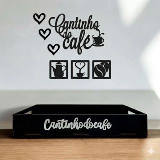 Kit Cantinho Do Café Mdf Preto - Novidade em Oferta na Shopee