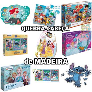 QUEBRA-CABEÇA INFANTIL DE MADEIRA Xalingo- PERSONAGENS DISNEY PATRULHA CANINA FROZEN PRINCESAS STITCH ARIEL CINDERELA em Oferta na Shopee