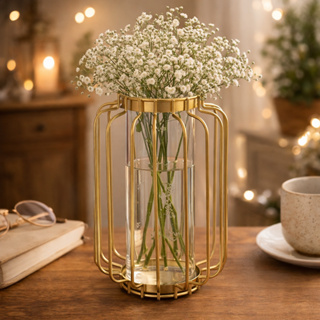 Vaso Aramado Dourado Para Flores  Vaso em Arame e Vidro Vaso para Decoração Vaso de Ferro Vazado Para Planta em Oferta na Shopee