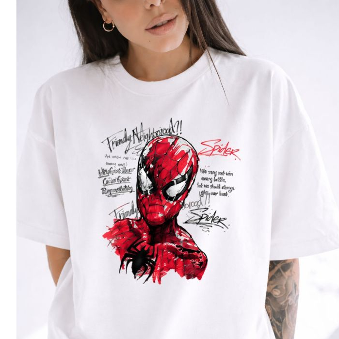 Camiseta Camisa Blusa Feminina 100%Algodão estilosa Homem Aranha Spider Man Super Heróis Lançamento
