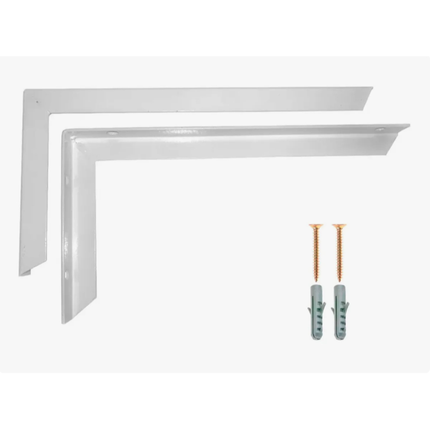 Kit 2 x Mãos Francesas 30cm Suporte De Prateleira Tampo De Mesa E Bancada + Kit de Parafusos